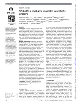 ARHGDIA: a Novel Gene Implicated in Nephrotic Syndrome