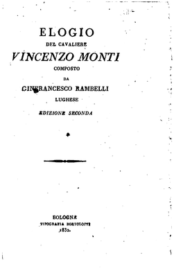 Elogio Del Cavaliere Vincenzo Monti