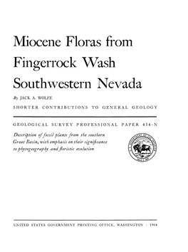 Miocene Floras from Fingerrock Wash Southwestern Nevada