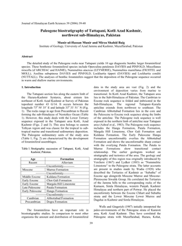 Biostratigraphic Analysis of Lower Tertiary Strataof