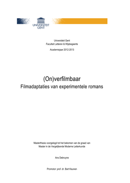 (On)Verfilmbaar Filmadaptaties Van Experimentele Romans