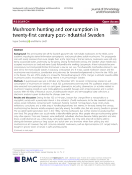 Mushroom Hunting and Consumption in Twenty-First Century Post-Industrial Sweden Ingvar Svanberg* and Hanna Lindh
