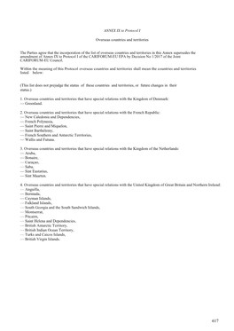 Annex IX to Protocol I of the CARIFORUM-EU EPA by Decision No 1/2017 of the Joint Country’ Shall Refer to the Following List of Countries: CARIFORUM-EU Council