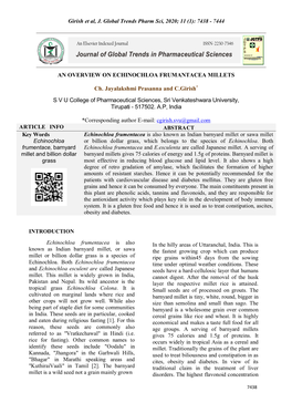 Girish Et Al, J. Global Trends Pharm Sci, 2020; 11 (1): 7438 - 7444