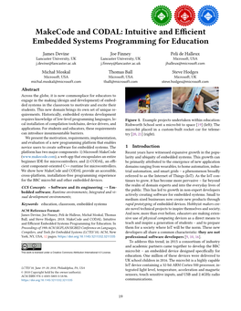 Makecode and CODAL: Intuitive and Efficient Embedded Systems Programming for Education