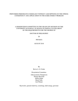 Friedmann Cosmology Without Assumptions on the Stress: Consistency and Application to the Dark Energy Problem