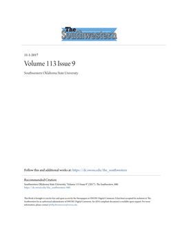 Volume 113 Issue 9 Southwestern Oklahoma State University