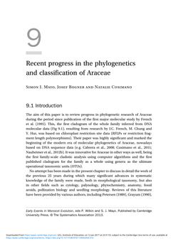 Recent Progress in the Phylogenetics and Classification of Araceae