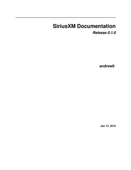 Siriusxm Documentation Release 0.1.0