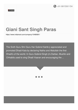 Giani Sant Singh Paras