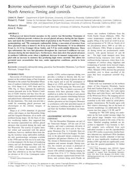 Extreme Southwestern Margin of Late Quaternary Glaciation in North America: Timing and Controls