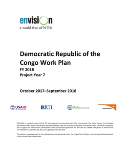 Democratic Republic of the Congo Work Plan FY 2018 Project Year 7