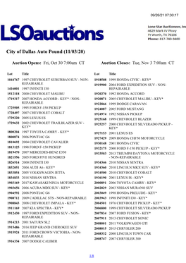 City of Dallas Auto Pound (11/03/20)