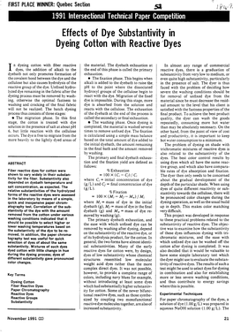 Effects of Dye Substantivity in Dyeing Cotton Width Reactive Dyes