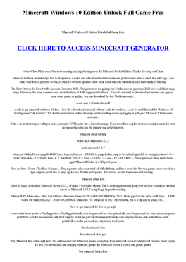 Minecraft Windows 10 Edition Unlock Full Game Free