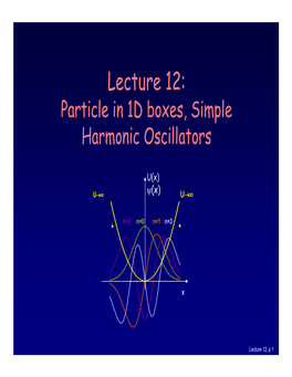 Lecture 12: Particle in 1D Boxes, Simple Harmonic Oscillators