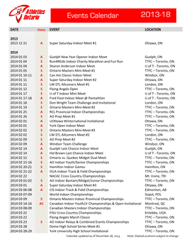 Events Calendar 2013-18