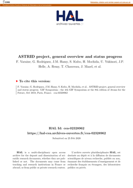 ASTRID Project, General Overview and Status Progress F