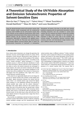 A Theoretical Study of the UV/Visible Absorption and Emission Solvatochromic Properties of Solvent-Sensitive Dyes