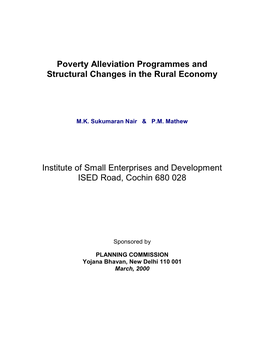 Poverty Alleviation Programmes and Structural Changes in the Rural Economy