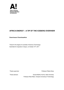 Africa Energy – a Tip of the Iceberg Overview