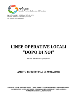 Linee Operative Locali “Dopo Di Noi”