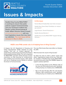 Fourth Quarter 2019 Edition of Issues & Impacts