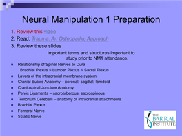 Neural Manipulation 1 Preparation 1