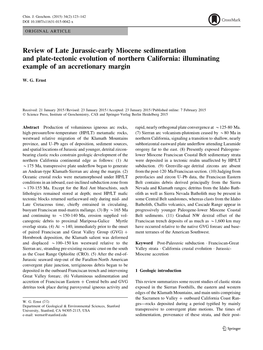 Review of Late Jurassic-Early Miocene Sedimentation and Plate-Tectonic Evolution of Northern California: Illuminating Example of an Accretionary Margin