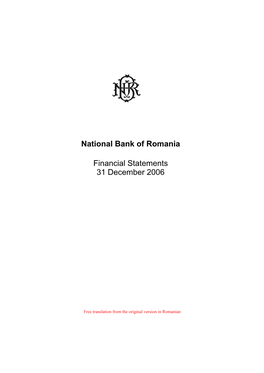 National Bank of Romania Financial Statements 31 December 2006