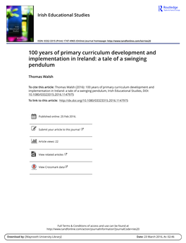 100 Years of Primary Curriculum Development and Implementation in Ireland: a Tale of a Swinging Pendulum