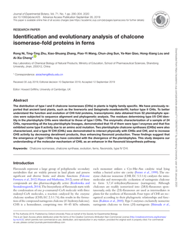 Identification and Evolutionary Analysis of Chalcone Isomerase-Fold