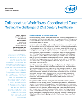 Collaborative Workflows, Coordinated Care: Meeting the Challenges for 21St Century Healthcare