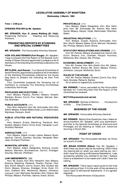 LEGISLATIVE ASSEMBLY of MANITOBA Presenting Petitions