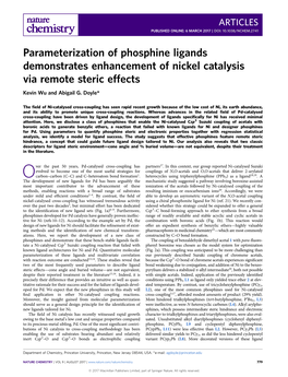 Parameterization of Phosphine Ligands Demonstrates Enhancement of Nickel Catalysis Via Remote Steric Effects Kevin Wu and Abigail G