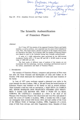 The Scientific Authentification of Francisco Pizarro