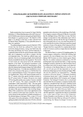 Stratigraphy of Barmer Basin, Rajasthan: Implications on Cretaceous-Tertiary Boundary*