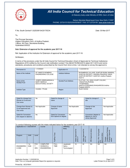 All India Council for Technical Education (A Statutory Body Under Ministry of HRD, Govt