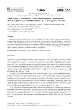 A New Species of Boulengerula Tornier, 1896 (Amphibia: Gymnophiona: Herpelidae) from Kenya and the “Rediscovery” of Boulengerula Denhardti