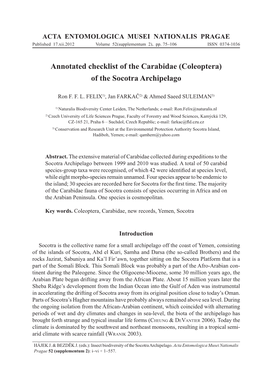 Coleoptera) of the Socotra Archipelago