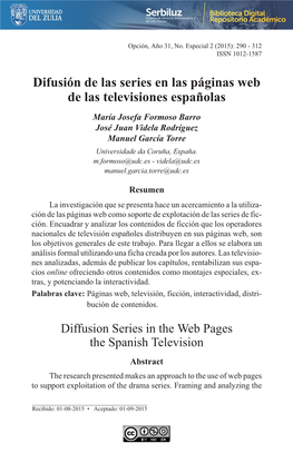 Difusión De Las Series En Las Páginas Web De Las Televisiones