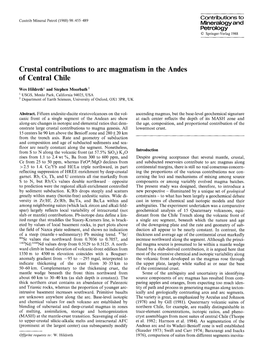 Crustal Contributions to Arc Magmatism in the Andes of Central Chile