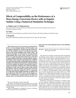 Effects of Compressibility on the Performance of a Wave-Energy Conversion Device with an Impulse Turbine Using a Numerical Simulation Technique