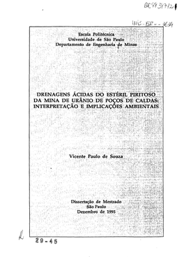 DRENAGENS ÁCIDAS PÇ> Estbrp PA MINA DE URÂNIO Pfi POÇOS