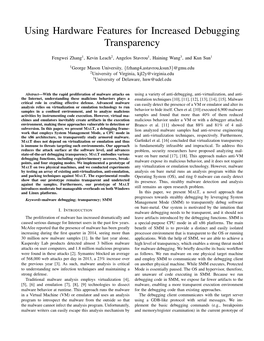 Using Hardware Features for Increased Debugging Transparency