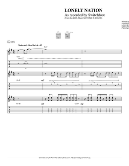 Lonely Nation Guitar Tab