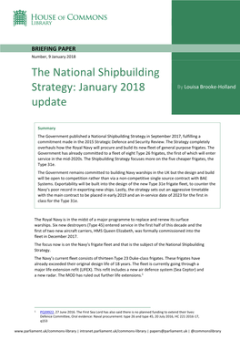 The National Shipbuilding Strategy: January 2018 by Louisa Brooke-Holland Update