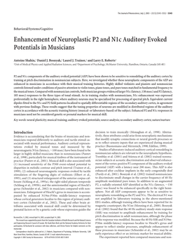 Enhancement of Neuroplastic P2 and N1c Auditory Evoked Potentials in Musicians