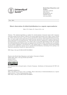 Direct Observation of Orbital Hybridisation in a Cuprate Superconductor