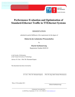 Performance Evaluation and Optimization of Standard-Ethernet Traffic in Ttethernet Systems